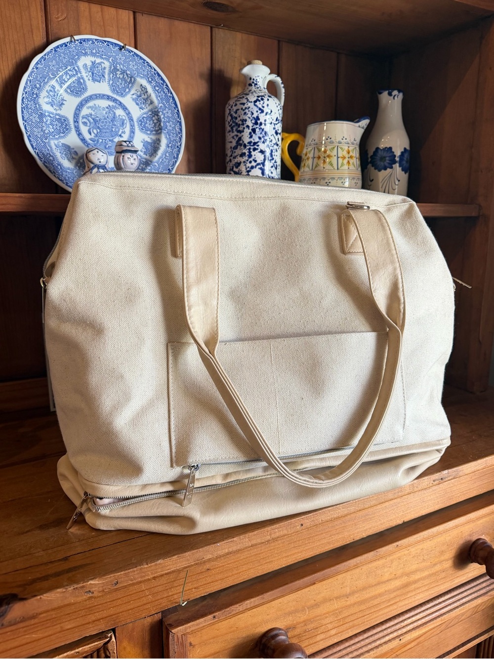 Beis The Weekender Canvas Tote in Beige - Picture 6 of 8